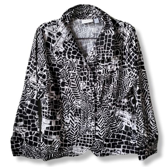 Blazer By Chicos In Black & White, Size:18 main image 0